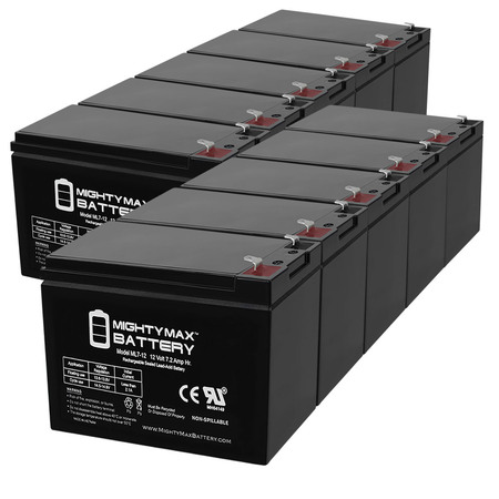 MIGHTY MAX BATTERY 12V 7AH SLA Rechargeable Battery Used in Security Fire Alarm - 10 Pack ML7-12MP103612517